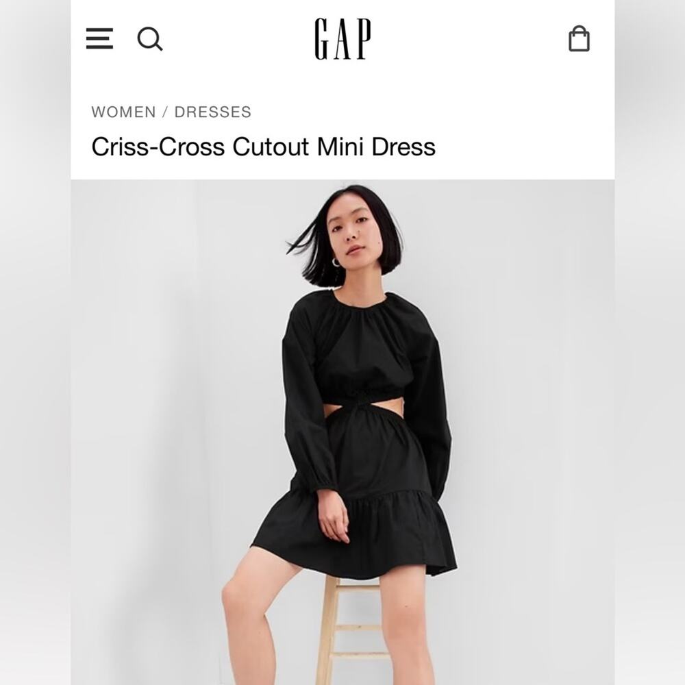 New with Tags! GAP Criss-Cross Cutout Black Mini Dress